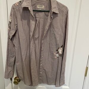 Express Striped Shirt with Floral Embroidery